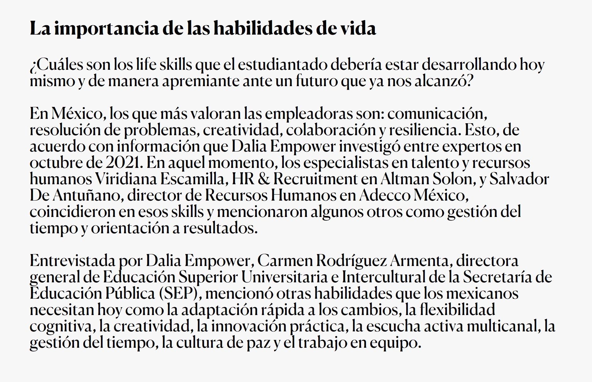 La importancia de las habilidades de vida