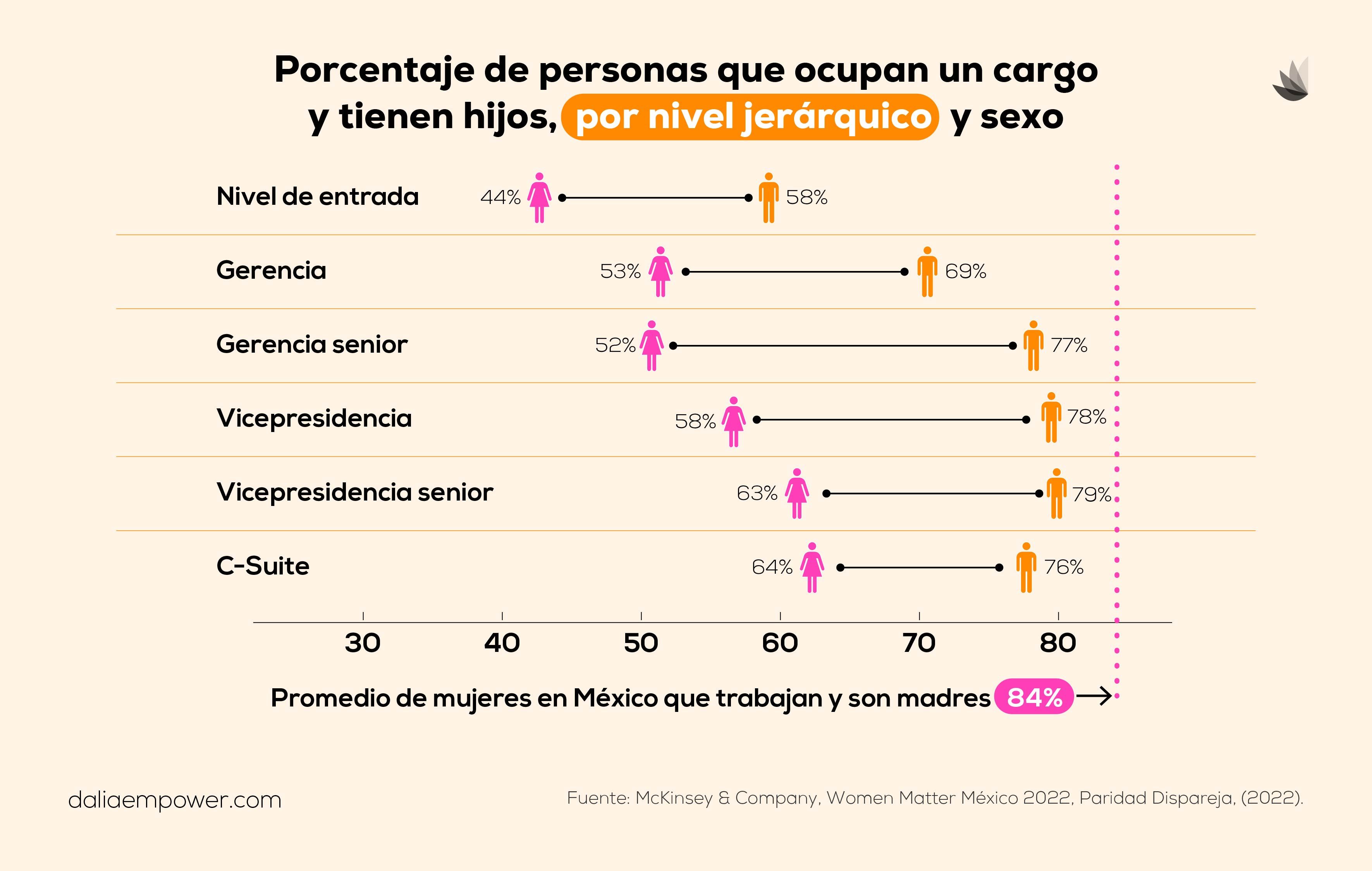 porcentaje de personas que ocupan un cargo y tienen hijos Gráfica